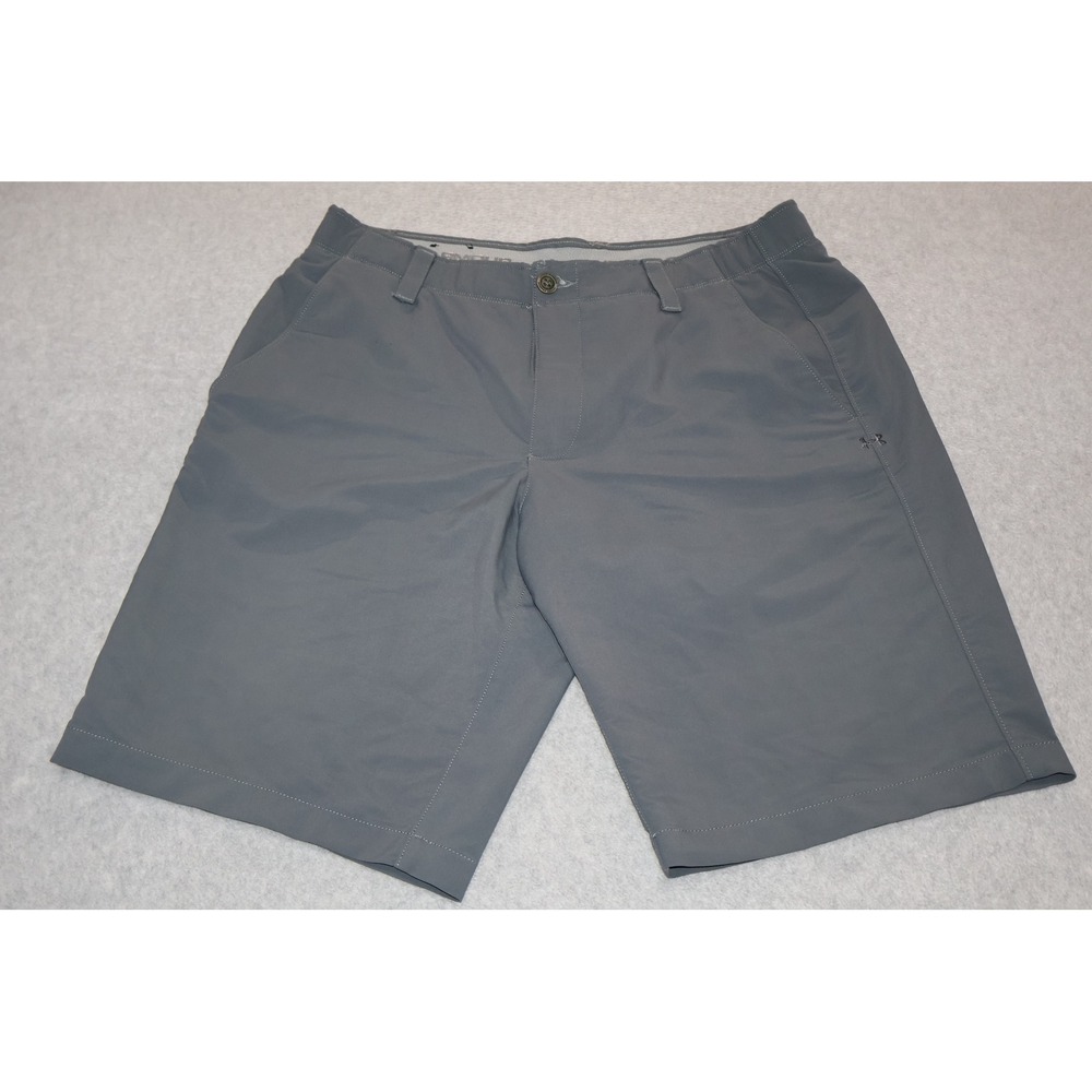 Under Armour Golf Shorts Mens 34 Gray HeatGear Loose Performance Flat Front